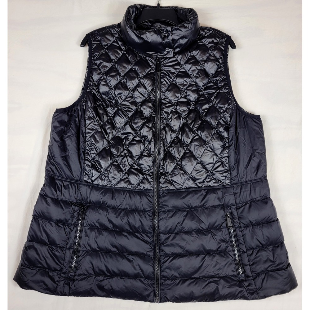Calvin Klein Performance Womens Black Down Puffer Vest Diamond Quilted 1X
